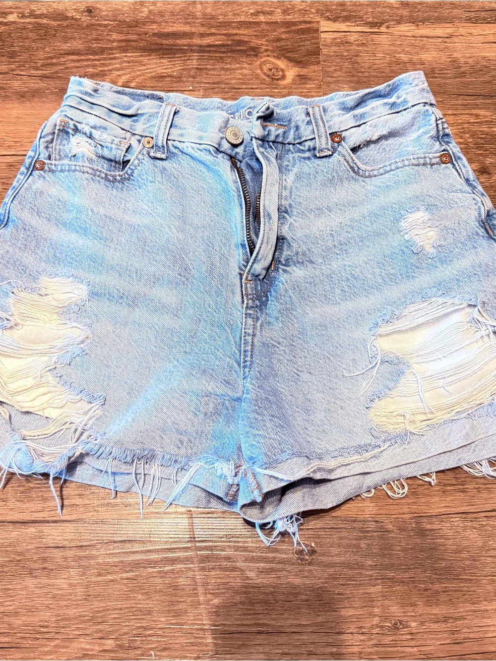 American Eagle Outfitters Light Wash Distressed Denim Shorts